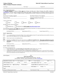 College of DuPage  2016-2017 Federal Direct Loan Form