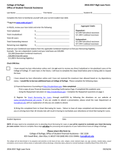 College of DuPage  2016-2017 High Loan Form Office of Student Financial Assistance