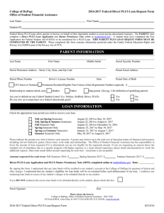 College of DuPage  2016-2017 Federal Direct PLUS Loan Request Form