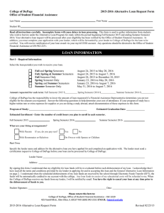 College of DuPage  2015-2016 Alternative Loan Request Form