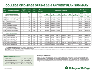 COLLEGE OF DuPAGE SPRING 2016 PAYMENT PLAN SUMMARY