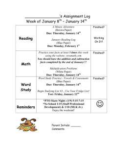 _______________’s Assignment Log Week of January 8 – January 14