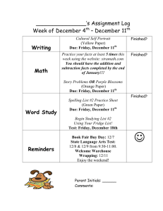 _______________’s Assignment Log Week of December 4 – December 11