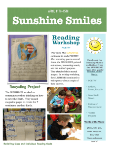 Sunshine Smiles Reading Workshop APRIL 11TH-15TH