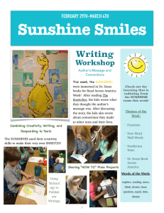 Sunshine Smiles Writing Workshop FEBRUARY 29TH-MARCH 4TH