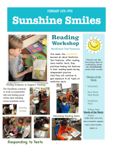 Sunshine Smiles Reading Workshop FEBRUARY 16TH-19TH