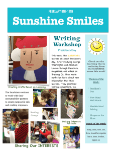 Sunshine Smiles Writing Workshop FEBRUARY 8TH-12TH