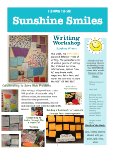 Sunshine Smiles Writing Workshop FEBRUARY 1ST-5TH