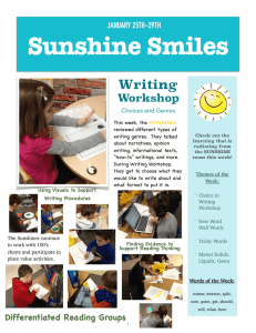 Sunshine Smiles Writing Workshop JANUARY 25TH-29TH