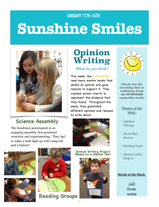 Sunshine Smiles Opinion Writing JANUARY 11TH-14TH