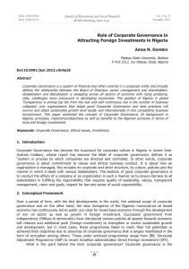 Role of Corporate Governance in Attracting Foreign Investments in Nigeria