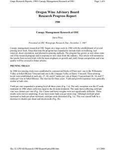 Oregon Wine Advisory Board Research Progress Report 1988 Canopy Management Research at OSU