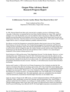 Oregon Wine Advisory Board Research Progress Report 1991
