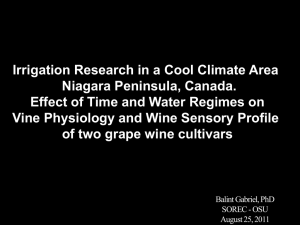Irrigation Research in a Cool Climate Area Niagara Peninsula, Canada.