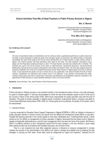 School Activities-Time Mix of Head-Teachers in Public Primary Schools in... Mrs. U. Momoh Journal of Educational and Social Research MCSER Publishing, Rome-Italy