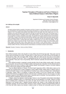 Teachers’ Perception of Prevalence and Forms of Violence in