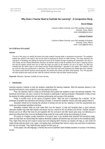 Why Does a Teacher Need to Facilitate the Learning? :... Davut Aktepe Journal of Educational and Social Research MCSER Publishing, Rome-Italy