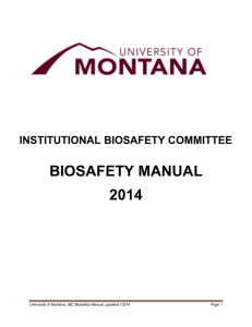 BIOSAFETY MANUAL 2014 INSTITUTIONAL BIOSAFETY COMMITTEE