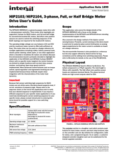 HIP2103/HIP2104, 3-phase, Full, or Half Bridge Motor Drive User’s Guide Introduction Scope