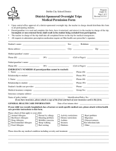 District-Sponsored Overnight Trips Medical Permission Form  Dublin City School District
