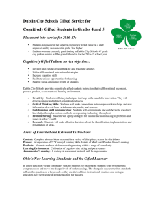 Dublin City Schools Gifted Service for Placement into service for 2016-17: