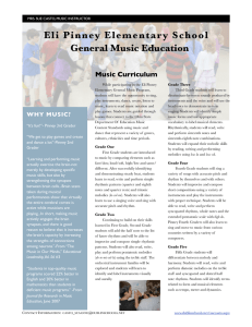 Eli Pinney Elementary School General Music Education Music Curriculum