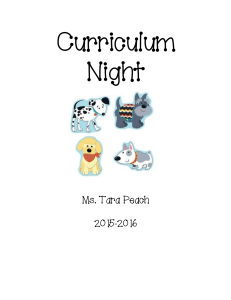 Curriculum Night  Ms. Tara Peach