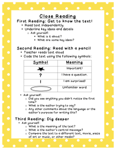 Close Reading First Reading: Get to know the text!