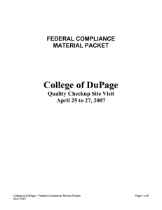 College of DuPage  FEDERAL COMPLIANCE MATERIAL PACKET