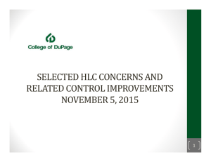 SELECTED	HLC	CONCERNS	AND RELATED	CONTROL	IMPROVEMENTS NOVEMBER	5,	2015 1