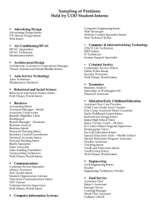 Sampling of Positions Held by COD Student-Interns  