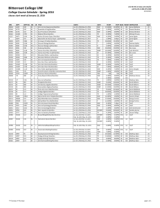 Bitterroot College UM College Course Schedule - Spring 2016