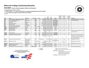 Bitterroot College Continuing Education Fall 2015 classes starting throughout October and November