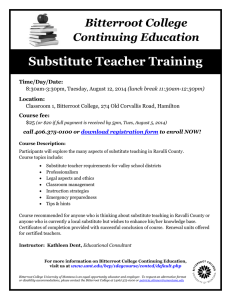 Substitute Teacher Training Bitterroot College Continuing Education Time/Day/Date: