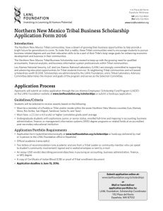 Northern New Mexico Tribal Business Scholarship Application Form 2016 Introduction