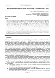 Requirements for Inclusion of Children with Disabilities in Public Education... Prof. Dr. Salah Eldin Abdel Aziz Ghoneim