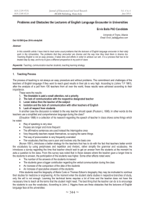 Problems and Obstacles the Lecturers of English Language Encounter in... Ervin Balla PhD Candidate Journal of Educational and Social Research