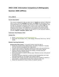 INCO 1548: Information Competency &amp; Bibliography Summer 2009 (Offline)  SYLLABUS