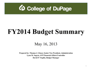 FY2014 Budget Summary  May 16, 2013