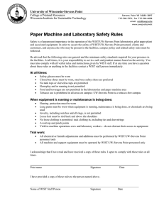 Paper Machine and Laboratory Safety Rules University of Wisconsin-Stevens Point