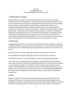 WAC Plan Sociology Department Submitted by Regina Smardon January 7, 2015