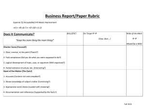 Business Report/Paper Rubric