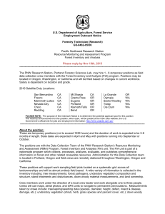 U.S. Department of Agriculture, Forest Service Employment Outreach Notice Forestry Technician (Research)