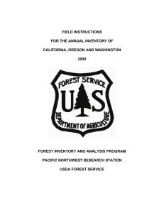 FIELD INSTRUCTIONS FOR THE ANNUAL INVENTORY OF CALIFORNIA, OREGON AND WASHINGTON 2009