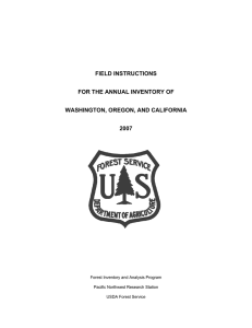 FIELD INSTRUCTIONS FOR THE ANNUAL INVENTORY OF WASHINGTON, OREGON, AND CALIFORNIA