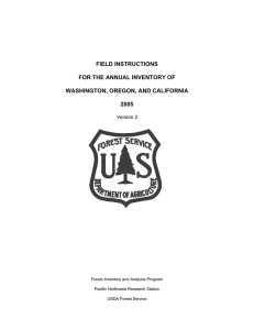 FIELD INSTRUCTIONS FOR THE ANNUAL INVENTORY OF WASHINGTON, OREGON, AND CALIFORNIA