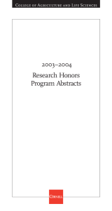 Research Honors Program Abstracts 2003–2004 College of Agriculture and Life Sciences