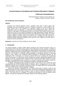 Current Issues on Vocational and Technical Education in Nigeria Pattarawat Jeerapattanatorn