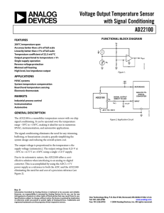 Voltage Output Temperature Sensor with Signal Conditioning AD22100