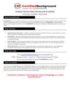 STUDENT INSTRUCTIONS FOR COLLEGE OF DUPAGE PHYSICAL THERAPY ASSISTANT About CertifiedProfile Order Summary